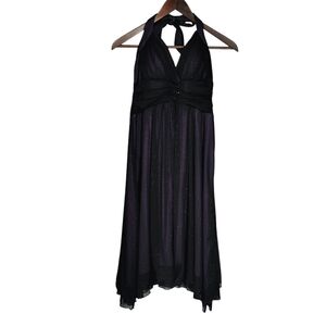 City Triangles Y2K Glittery Babydoll Halter Dress Purple Black Whimsigoth Large